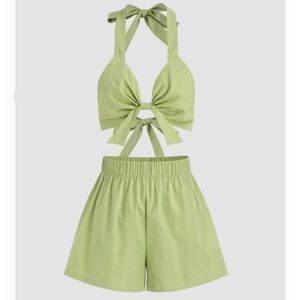 Matcha Knot Front Co-Ords - Cider